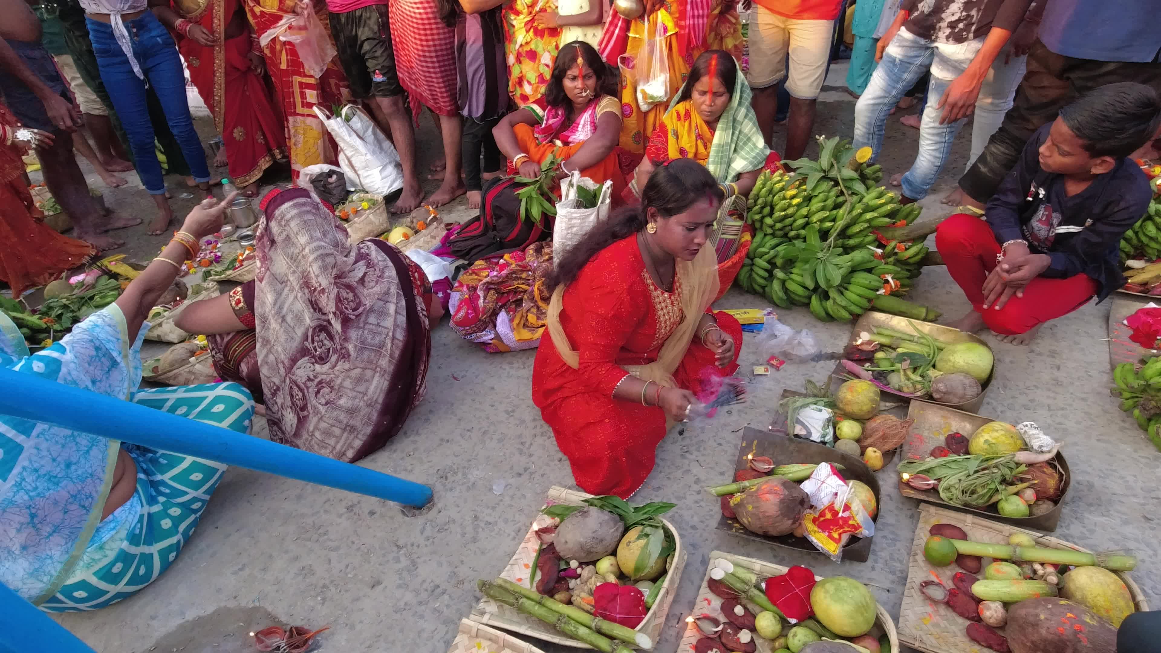 Chhath puja festival in Kolkata .