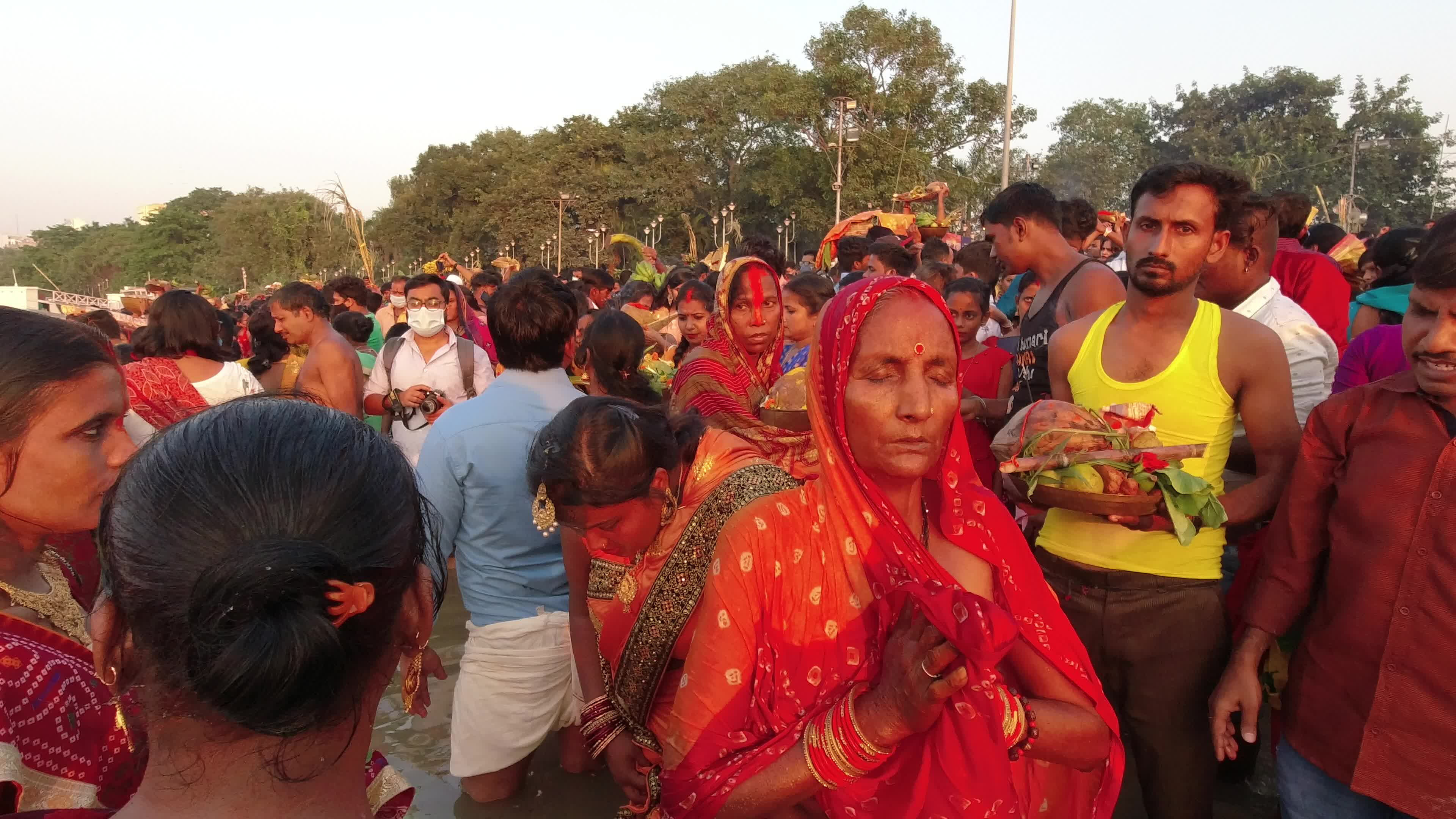 Chhath puja festival in Kolkata .