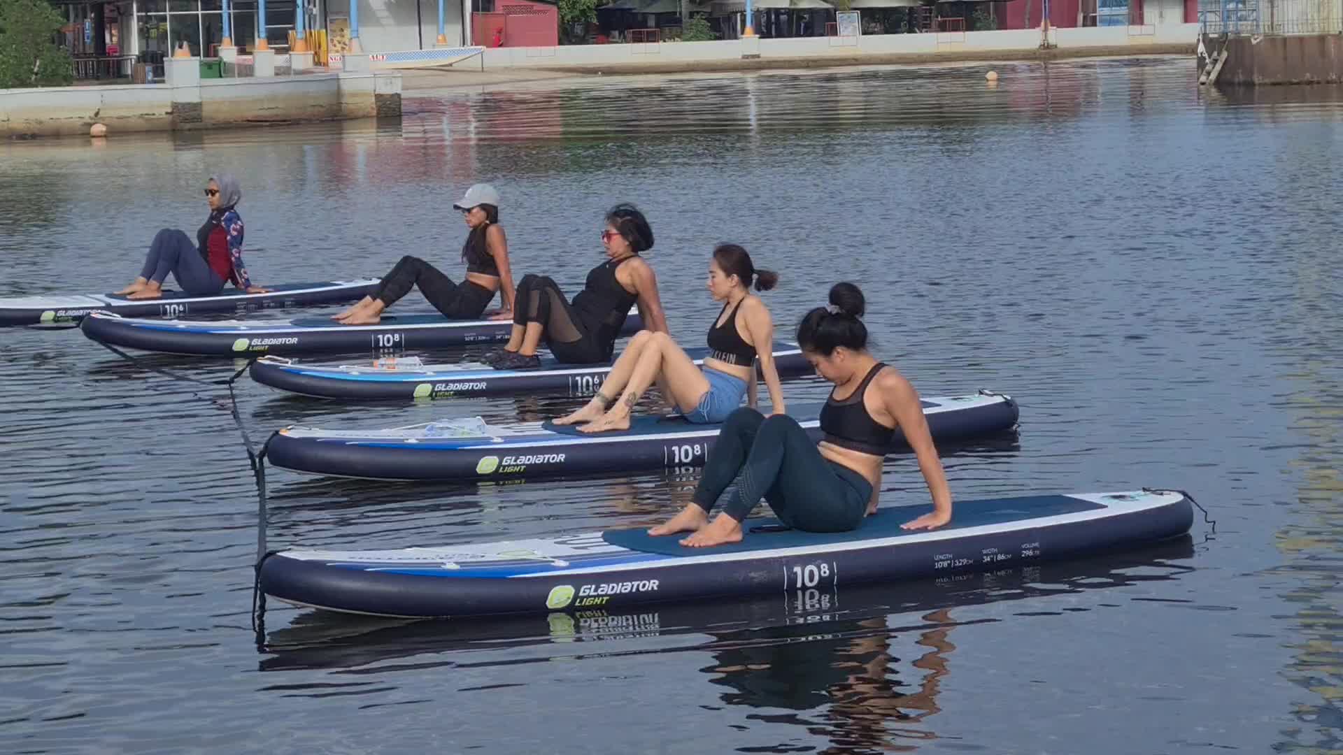 Paddle board yoga in Jakarta during the pandemic