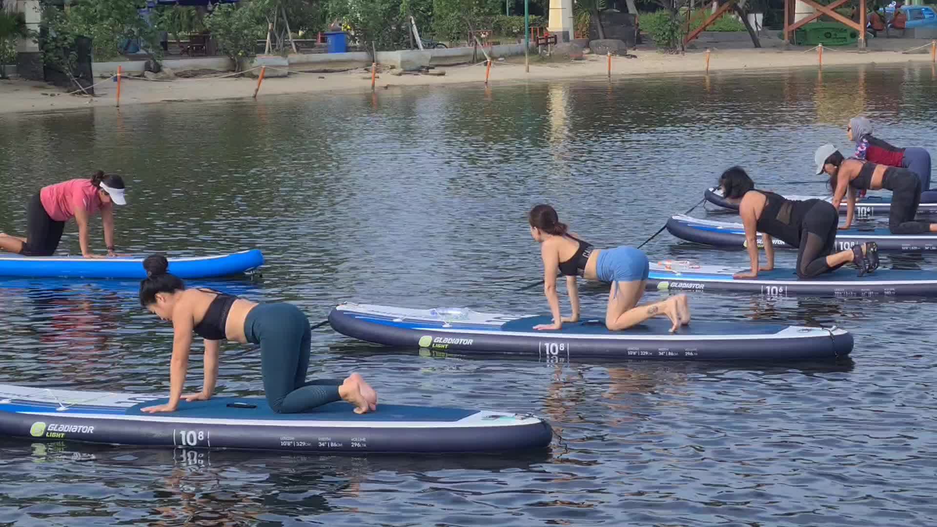 Paddle board yoga in Jakarta during the pandemic