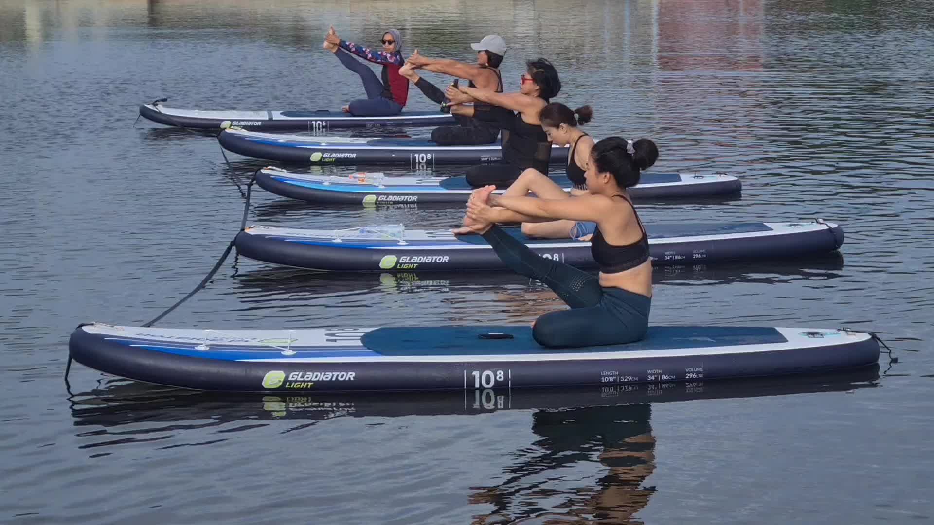 Paddle board yoga in Jakarta during the pandemic