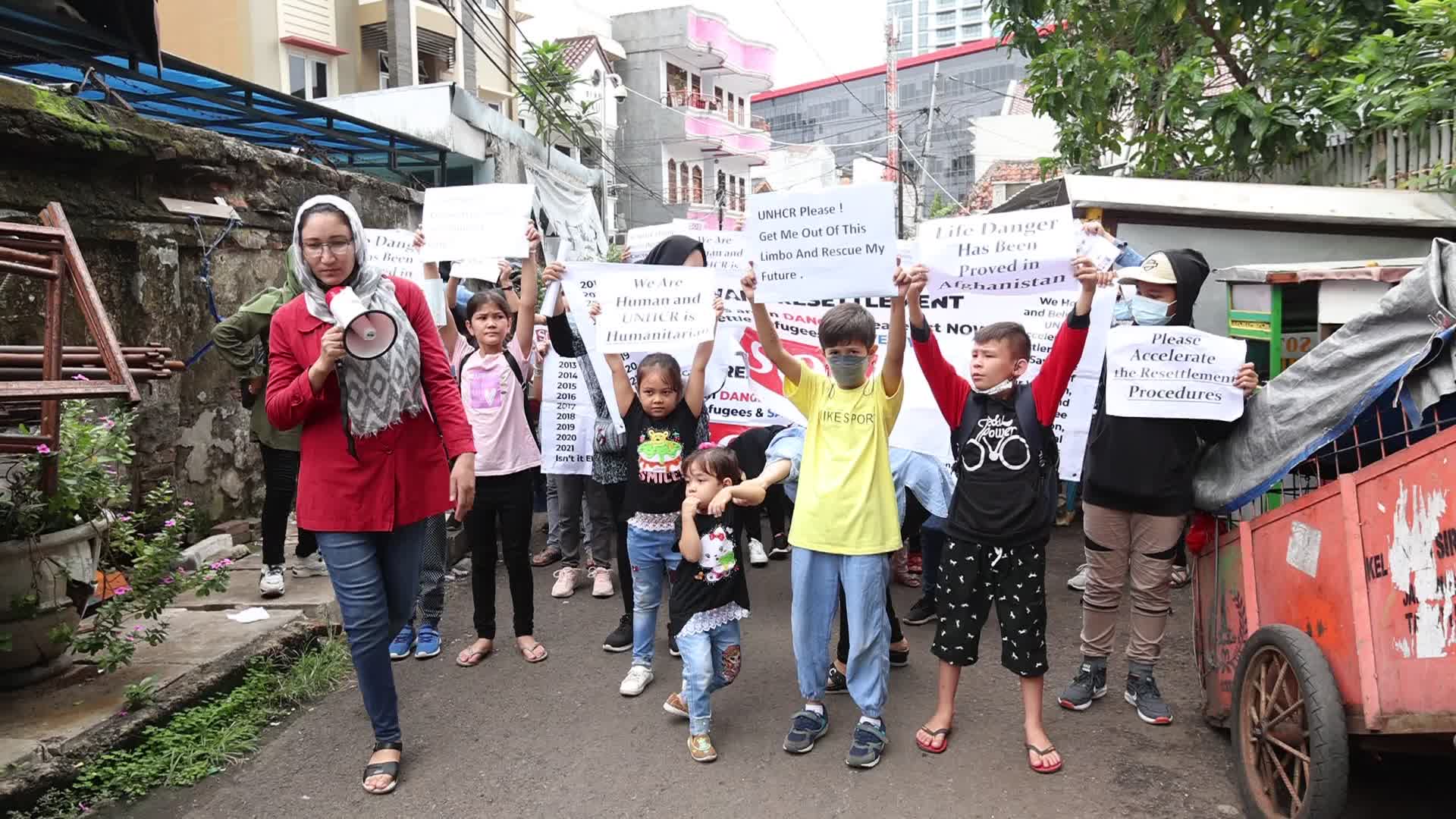 Afghan Refugees Protest in UNCHR Demand Resettlement