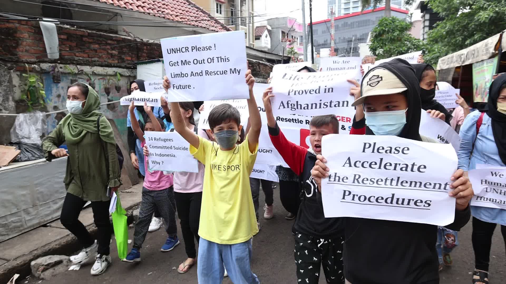Afghan Refugees Protest in UNCHR Demand Resettlement