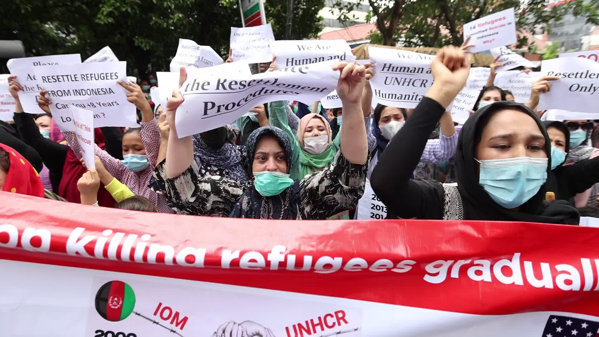 Afghan Refugees Protest in UNCHR Demand Resettlement
