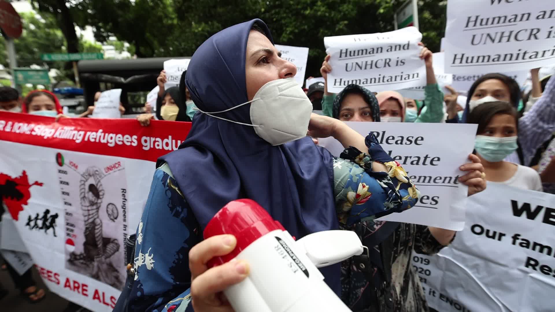 Afghan Refugees Protest in UNCHR Demand Resettlement