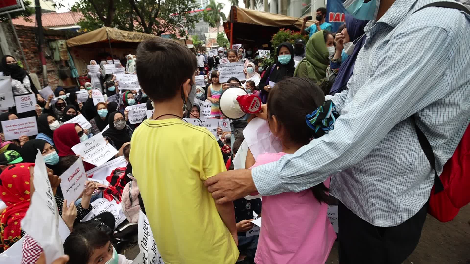 Afghan Refugees Protest in UNCHR Demand Resettlement