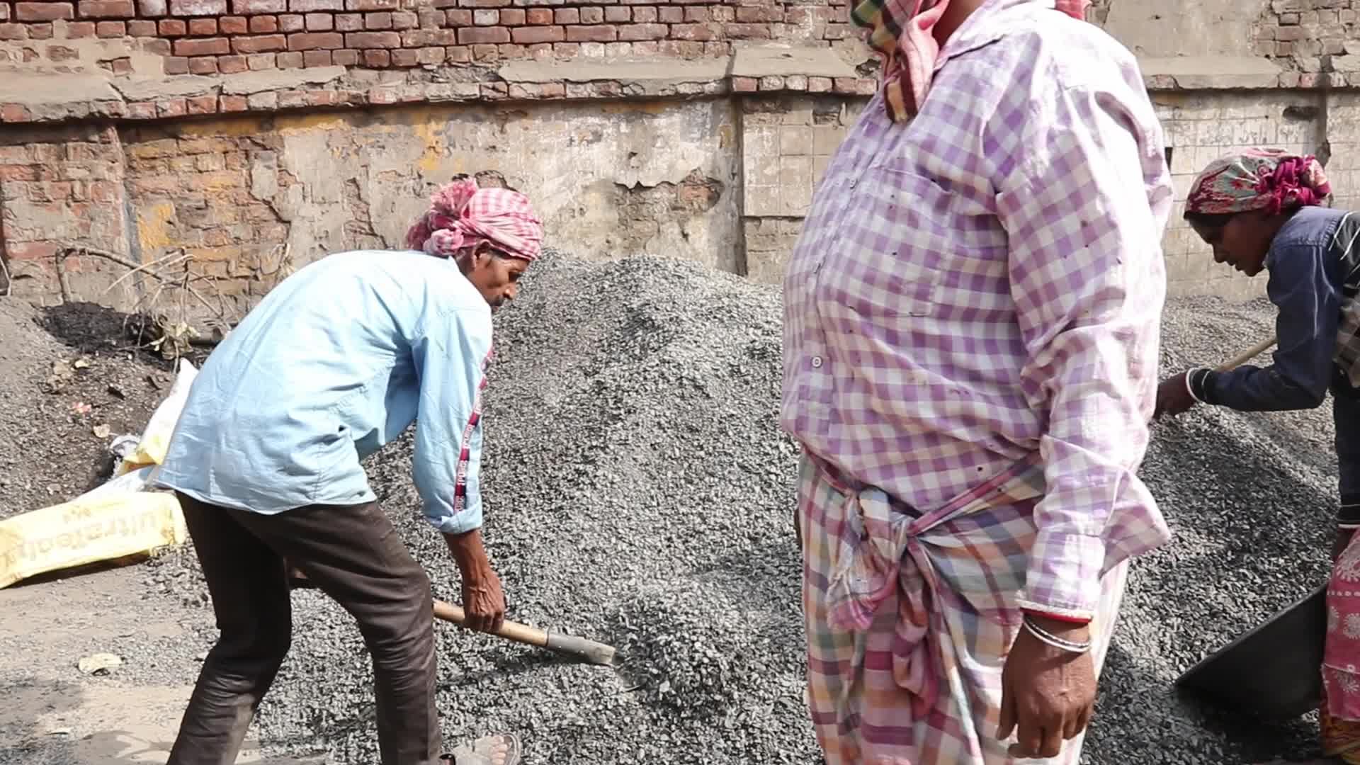 Construction road in Kolkata, India