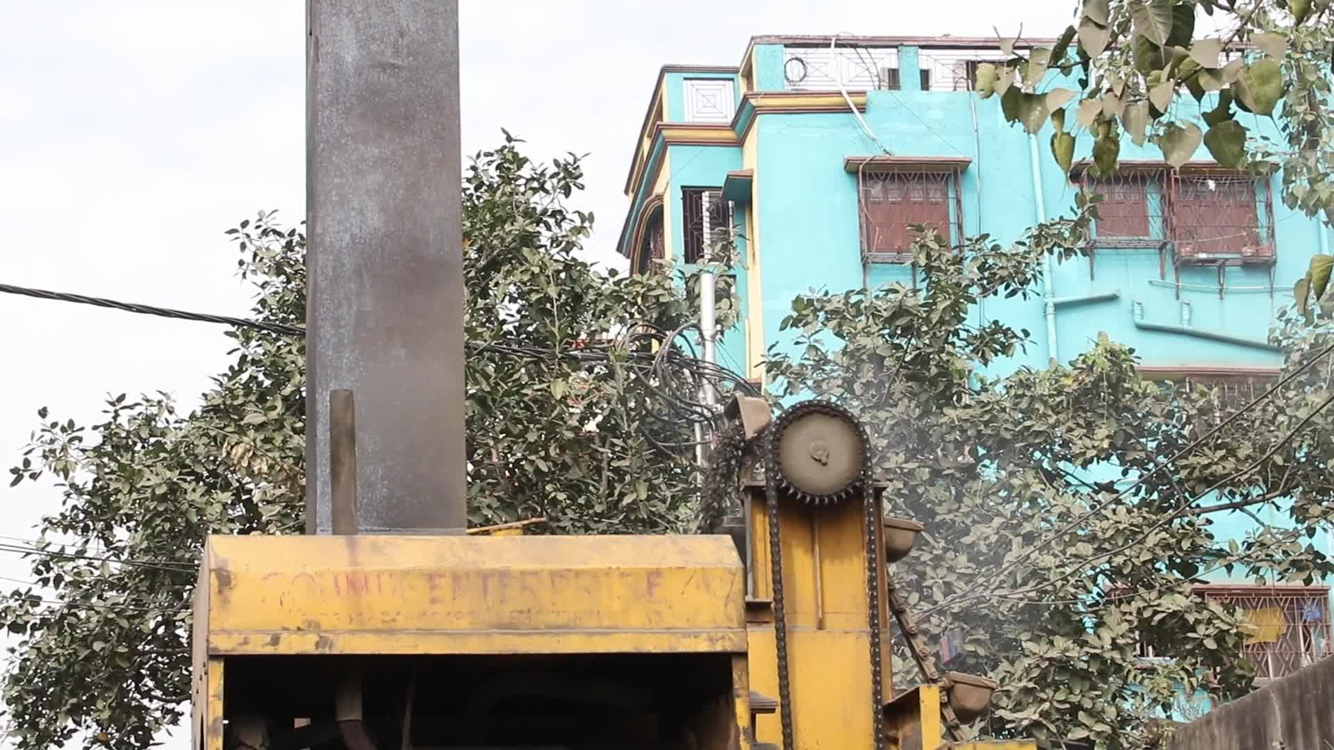 Construction road in Kolkata, India