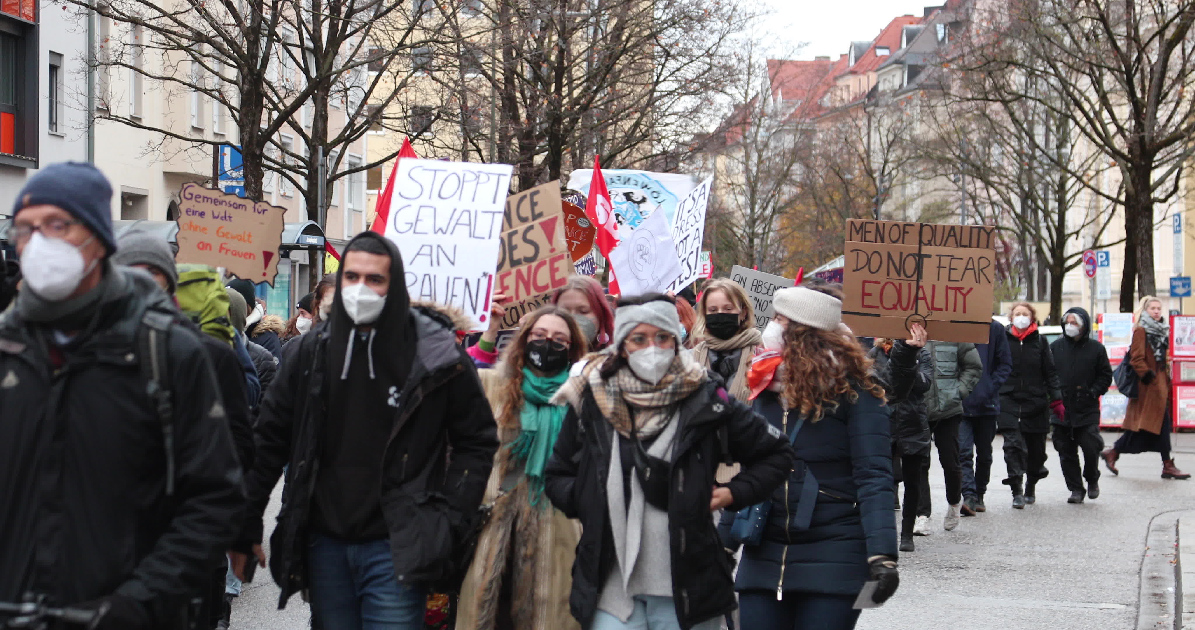 Hundreds protest in Munich, Germany During The International Day for the Elimination of Violence against Women