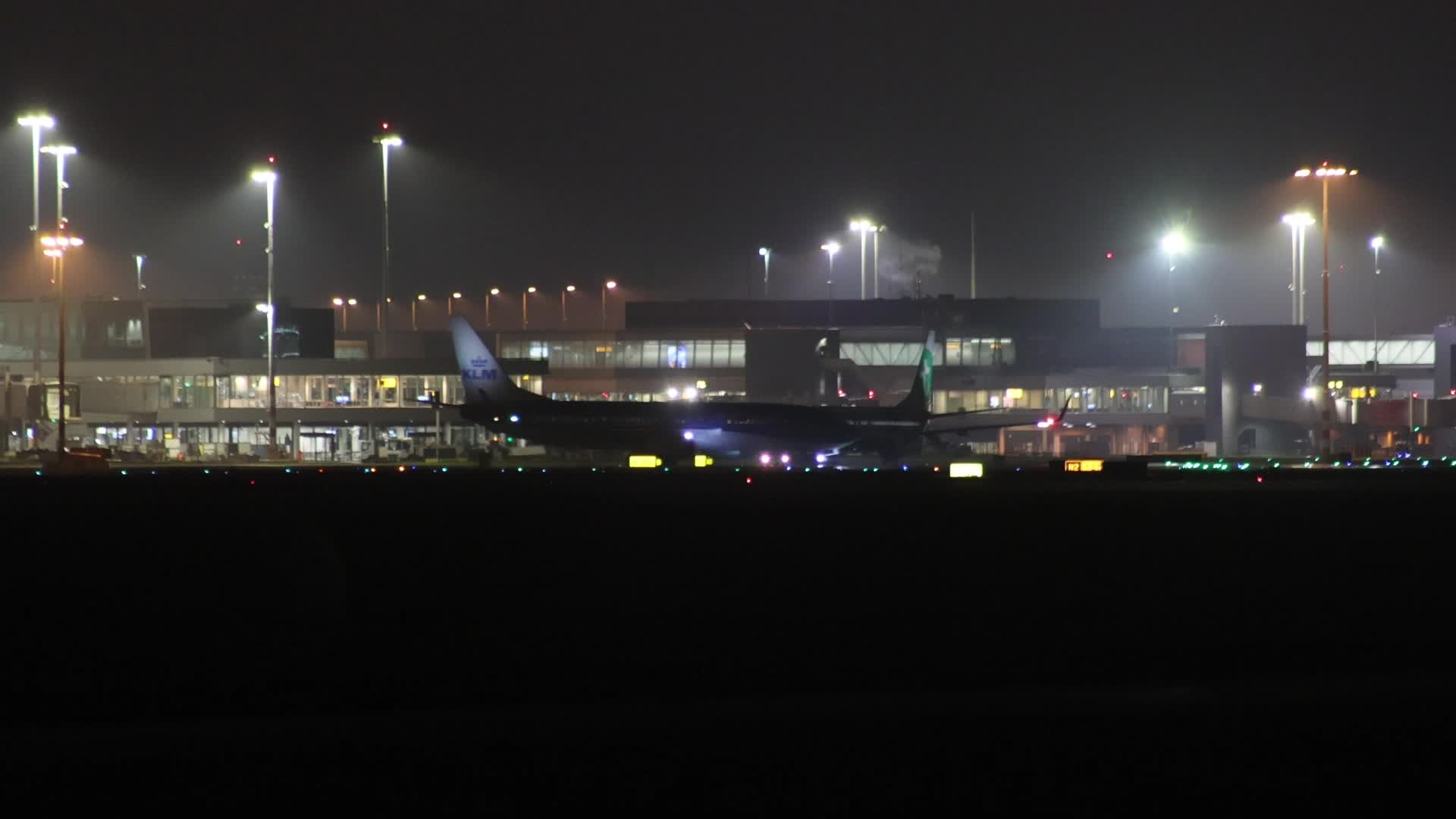 Night view of Amsterdam Airport