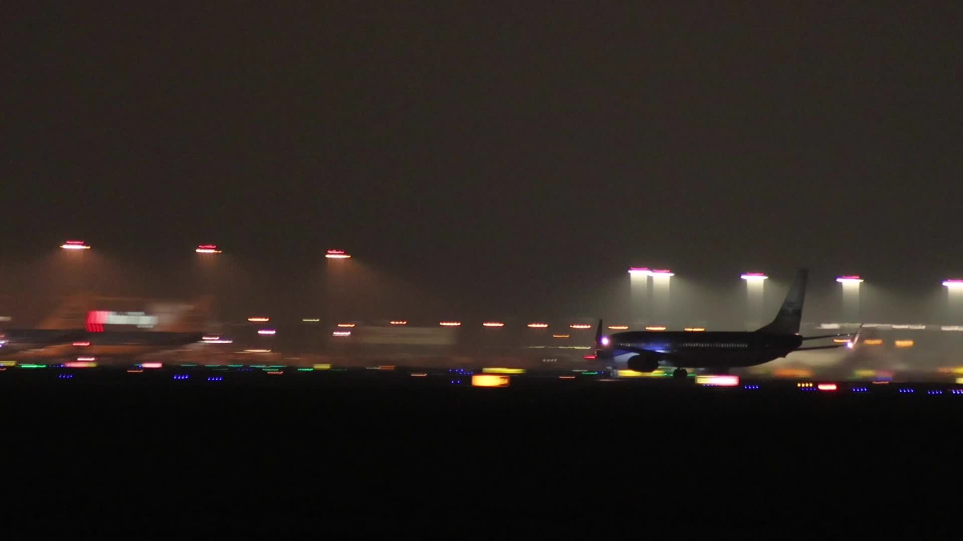 Night view of Amsterdam Airport