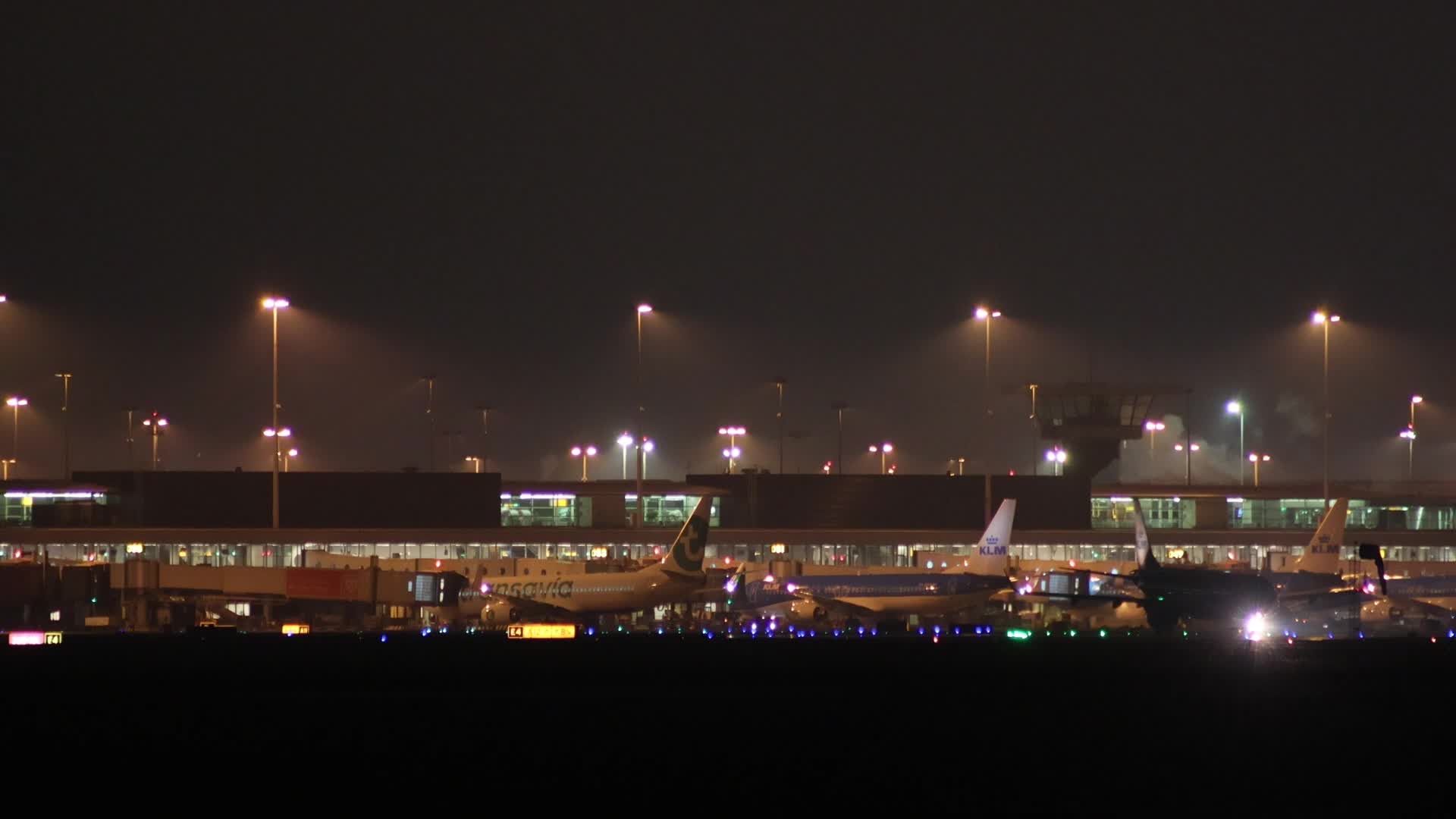 Night view of Amsterdam Airport