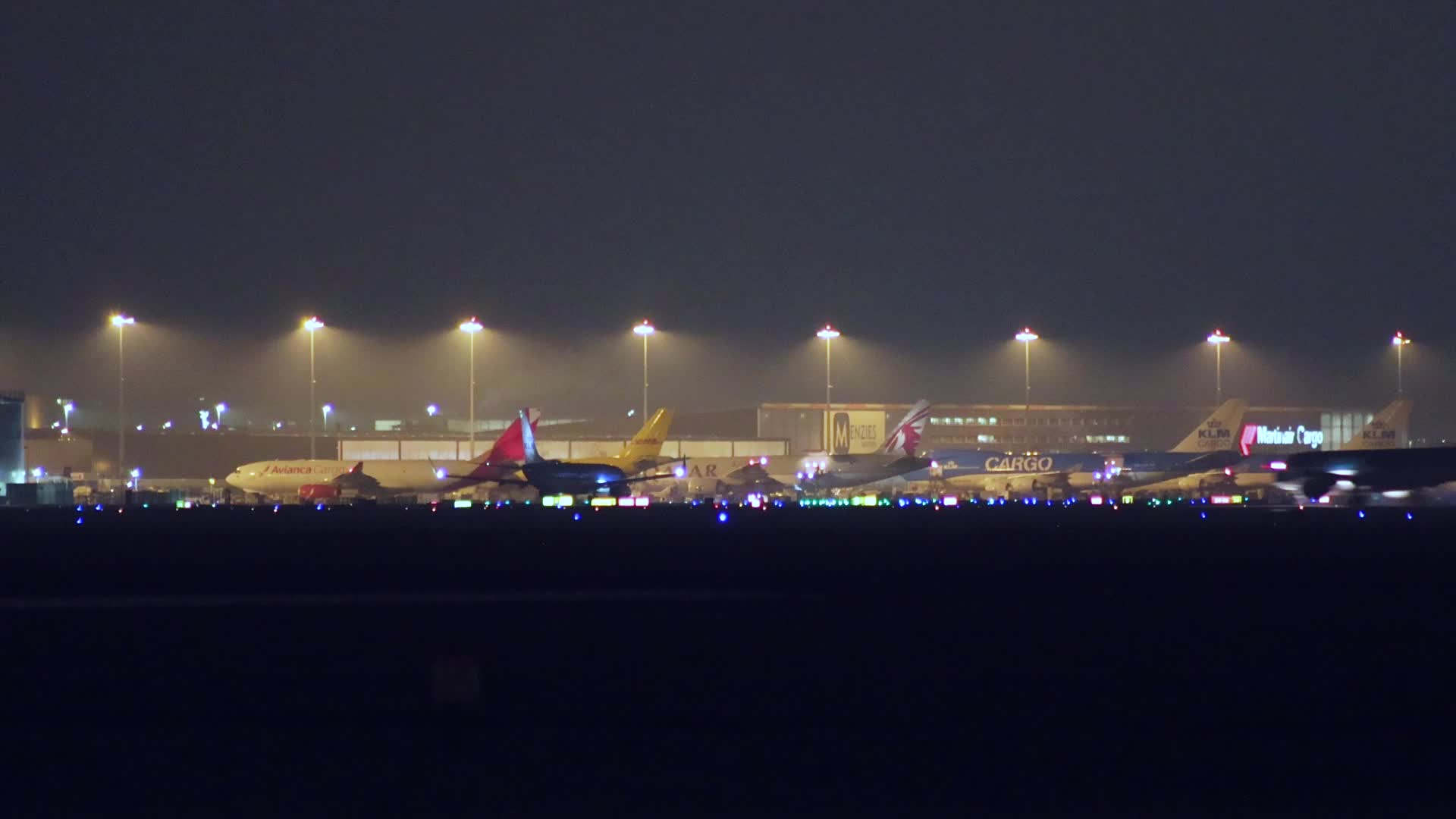 Night view of Amsterdam Airport