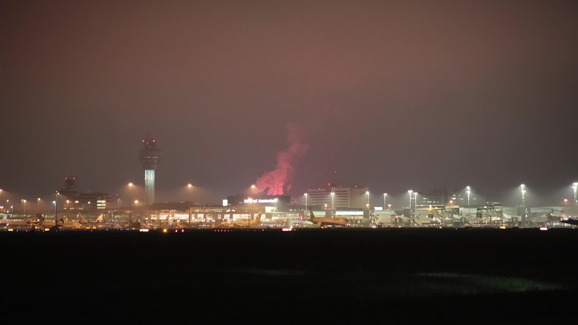 Night view of Amsterdam Airport