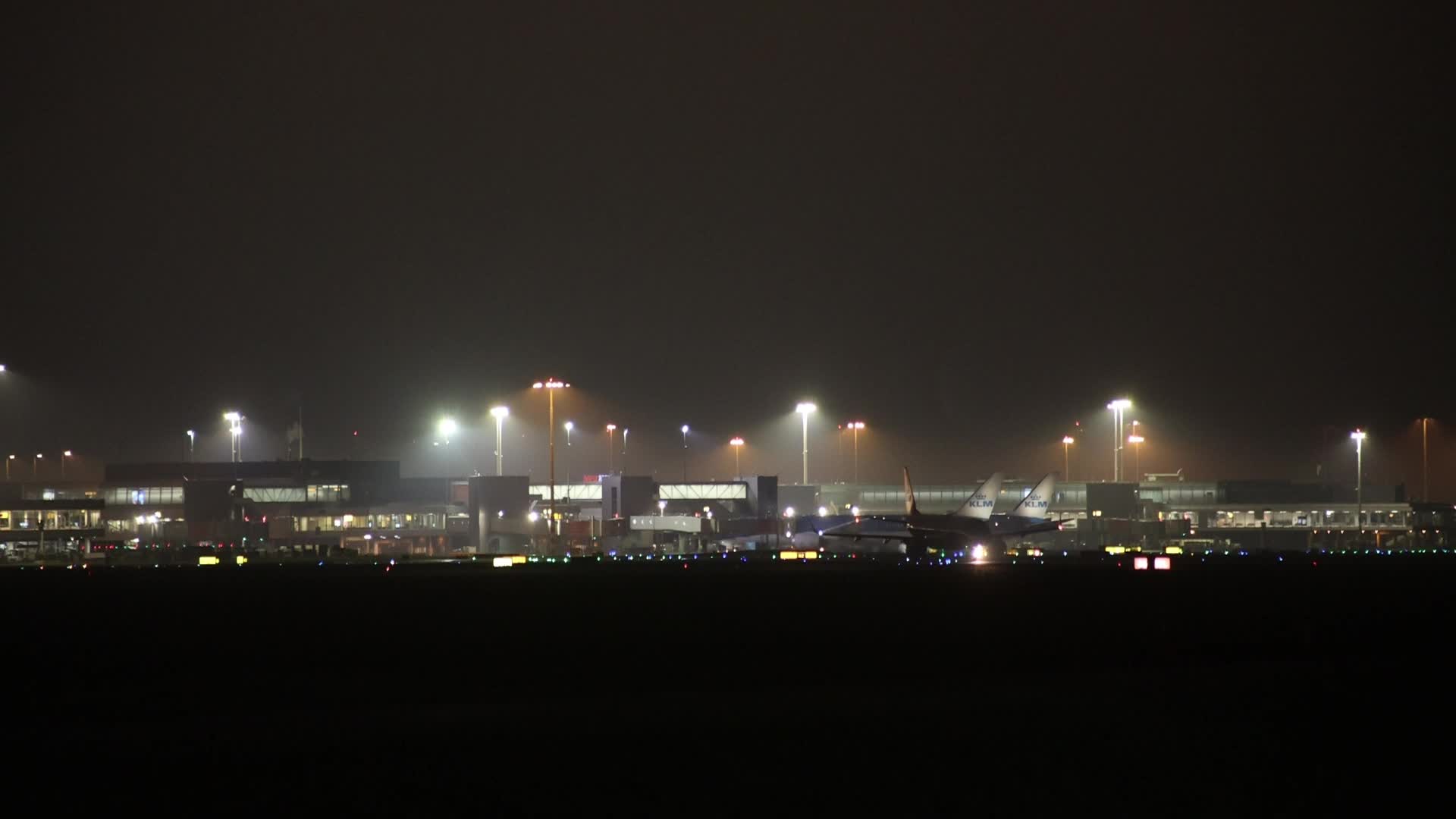 Night view of Amsterdam Airport