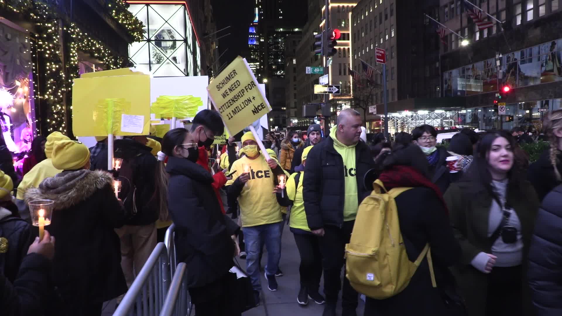 NYC: Immigration Vigil at Rockefeller Center