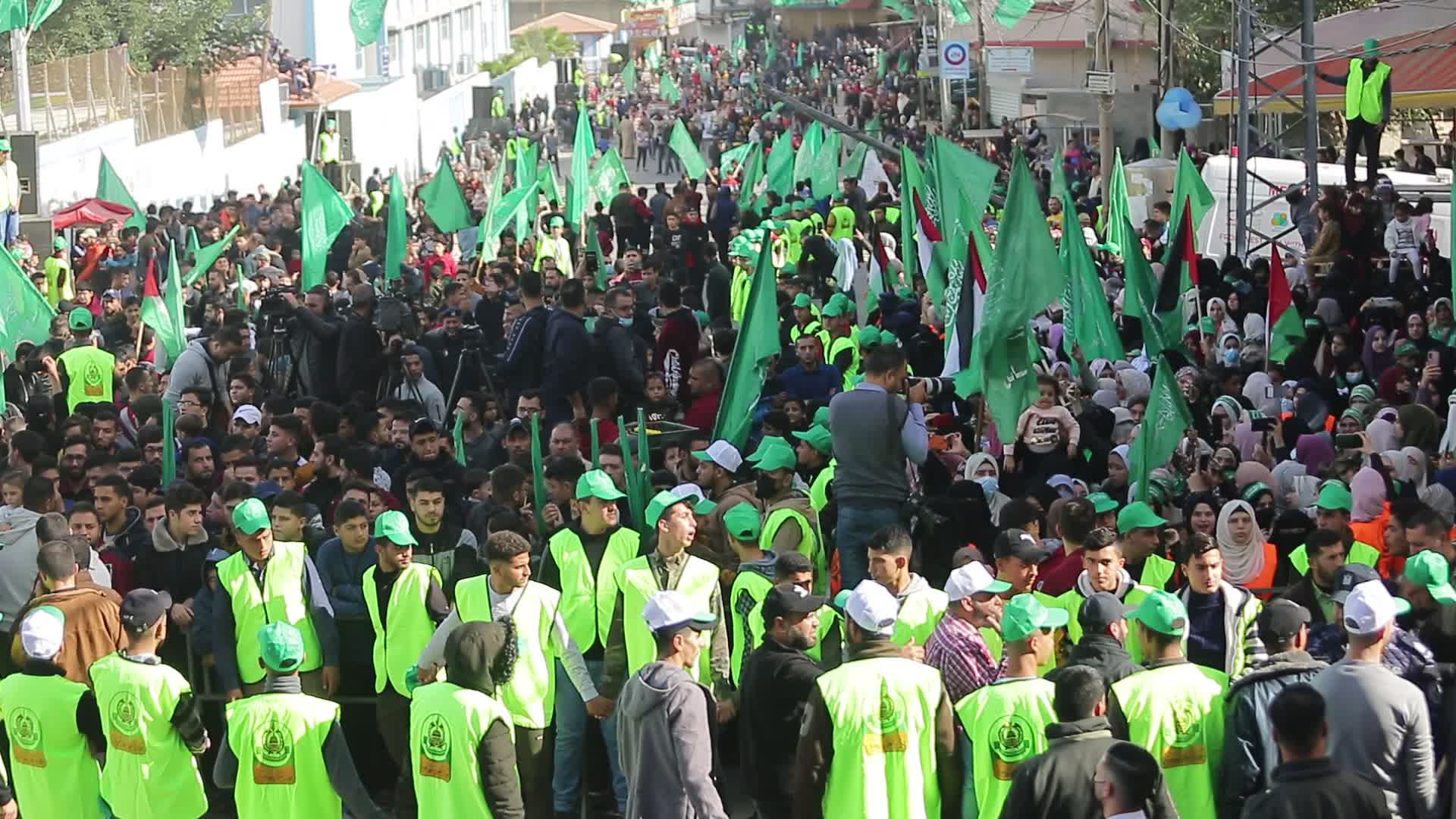 Rally marking the 34th anniversary of the founding of Hamas