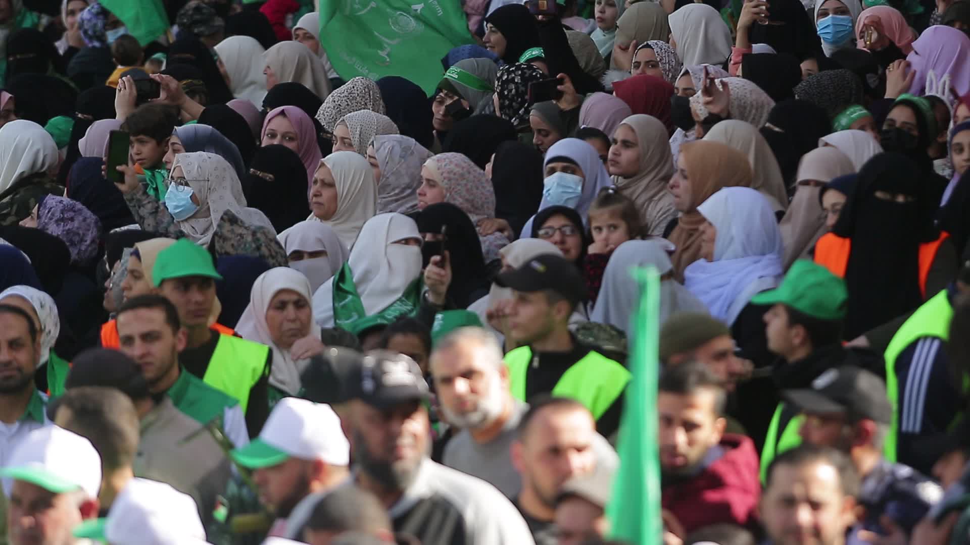 Rally marking the 34th anniversary of the founding of Hamas