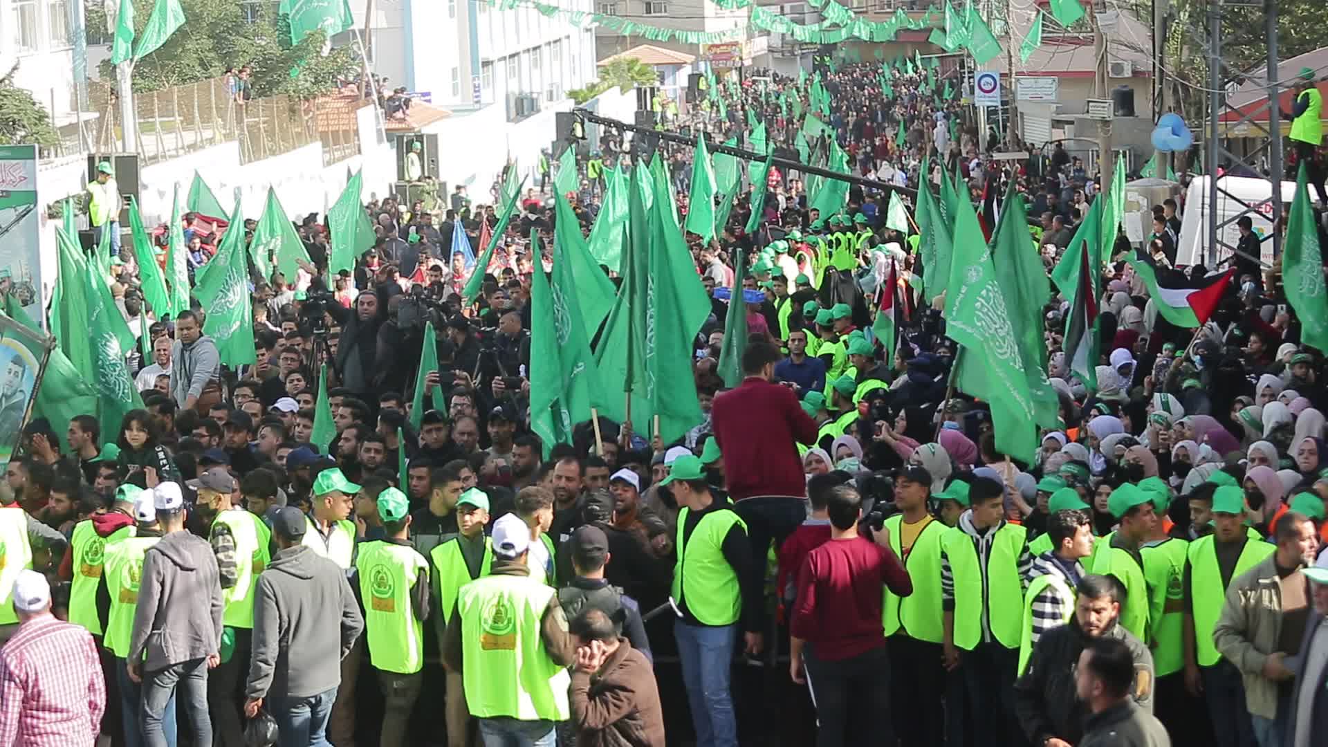 Rally marking the 34th anniversary of the founding of Hamas