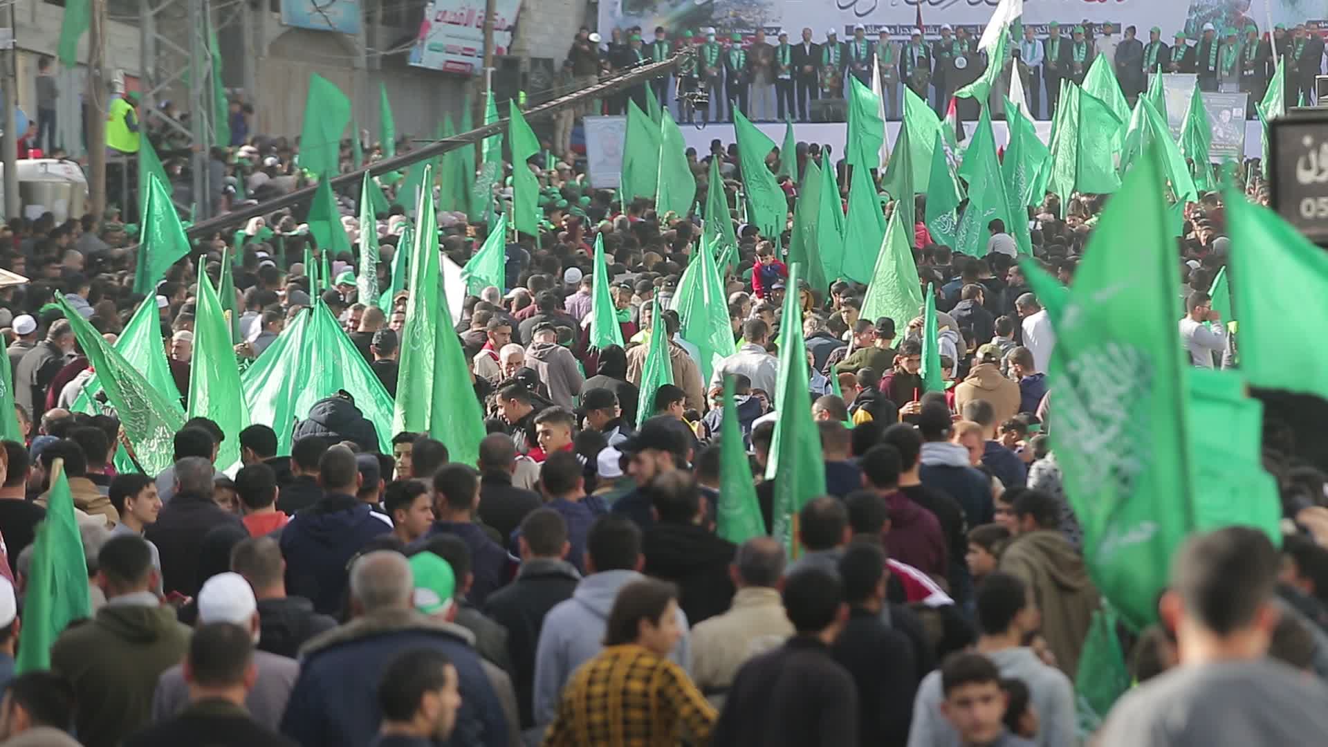 Rally marking the 34th anniversary of the founding of Hamas