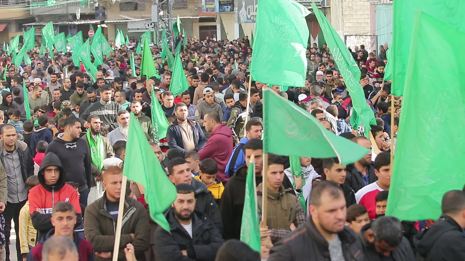 Rally marking the 34th anniversary of the founding of Hamas