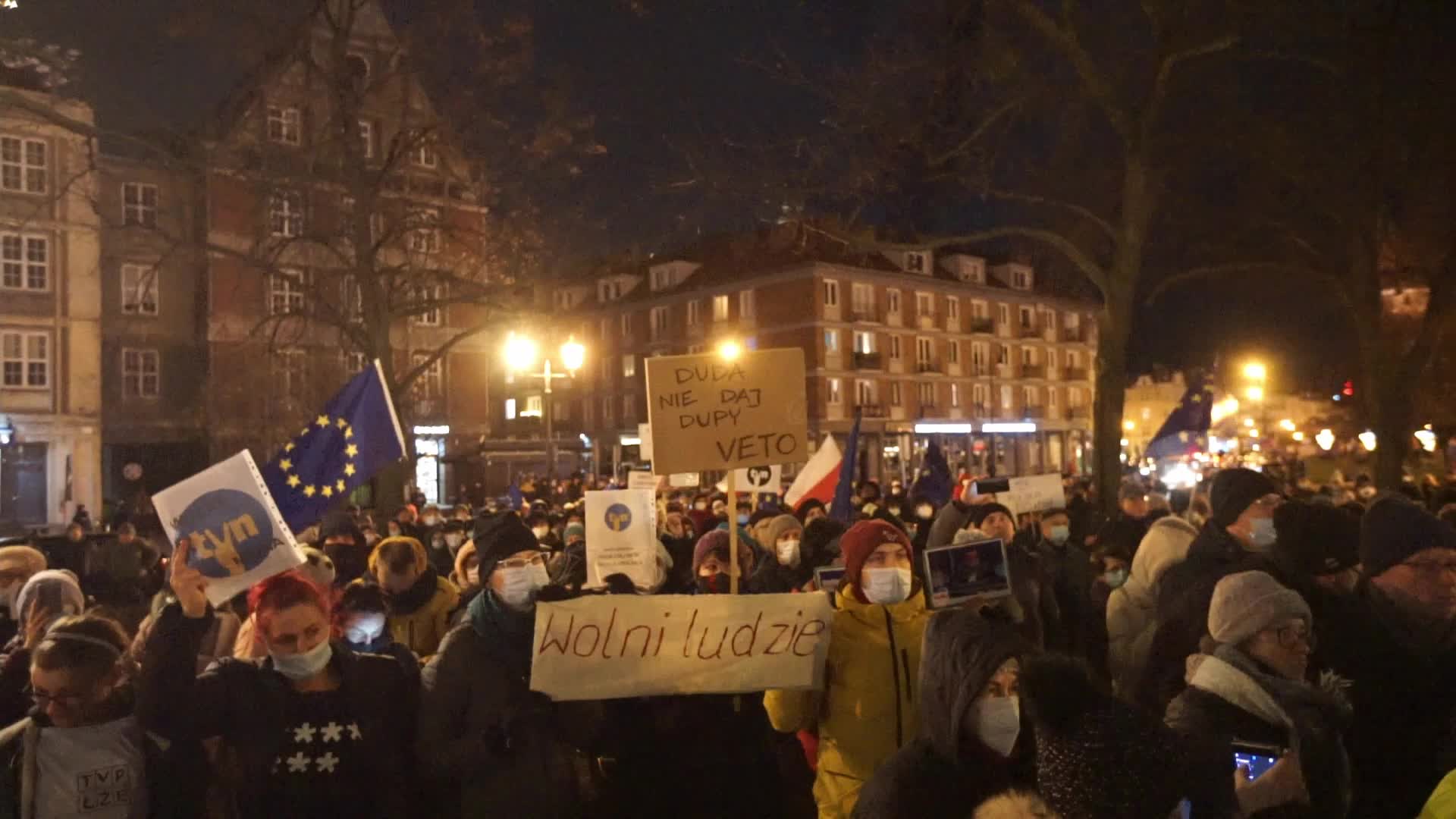 Protest Against Lex TVN In Gdansk, Poland