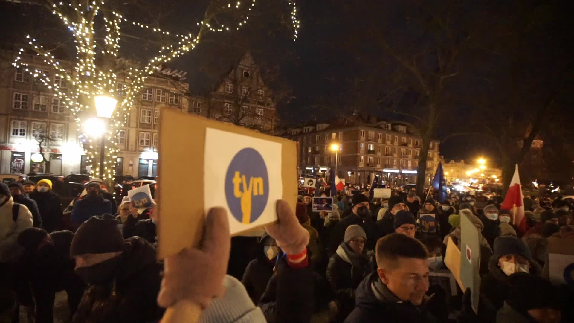 Protest Against Lex TVN In Gdansk, Poland