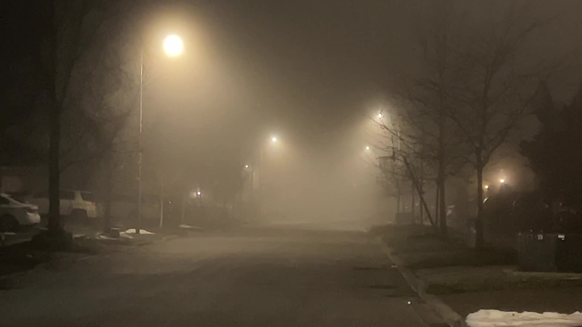 Thick fog covers the city of Toronto 