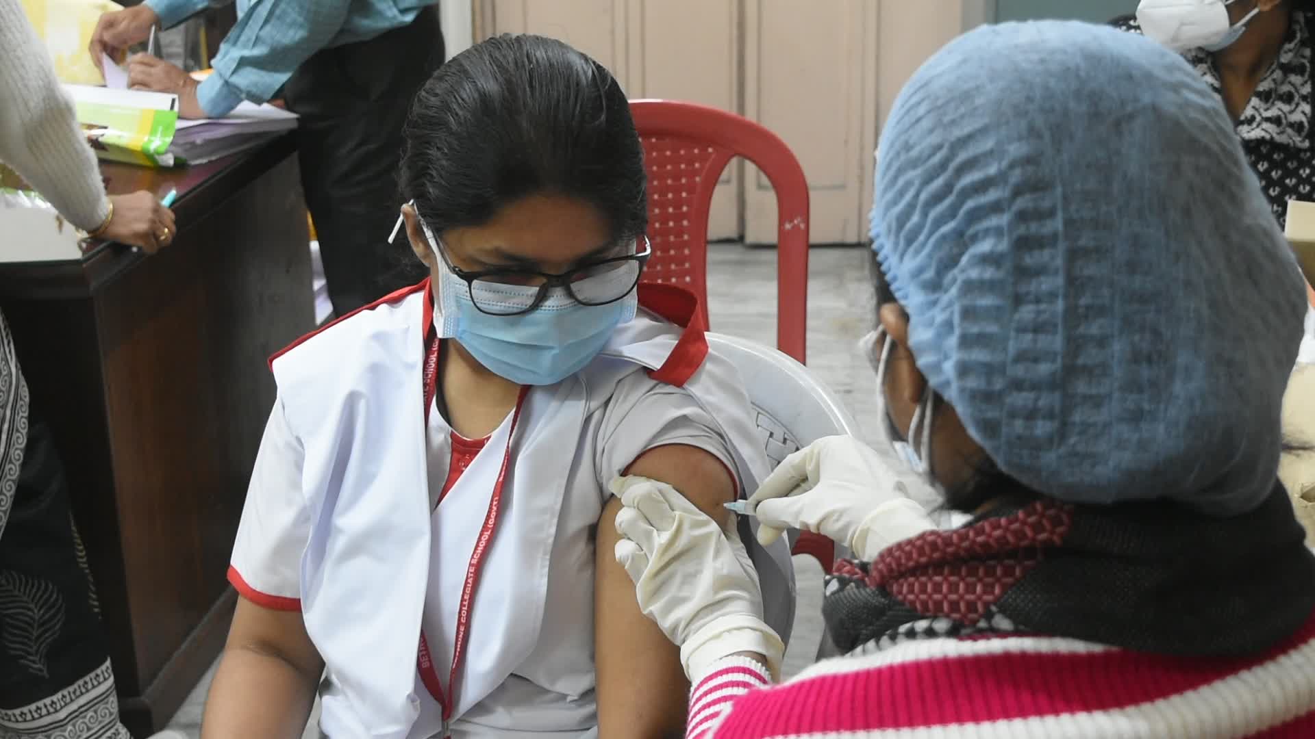 Vaccination of School students in Kolkata .