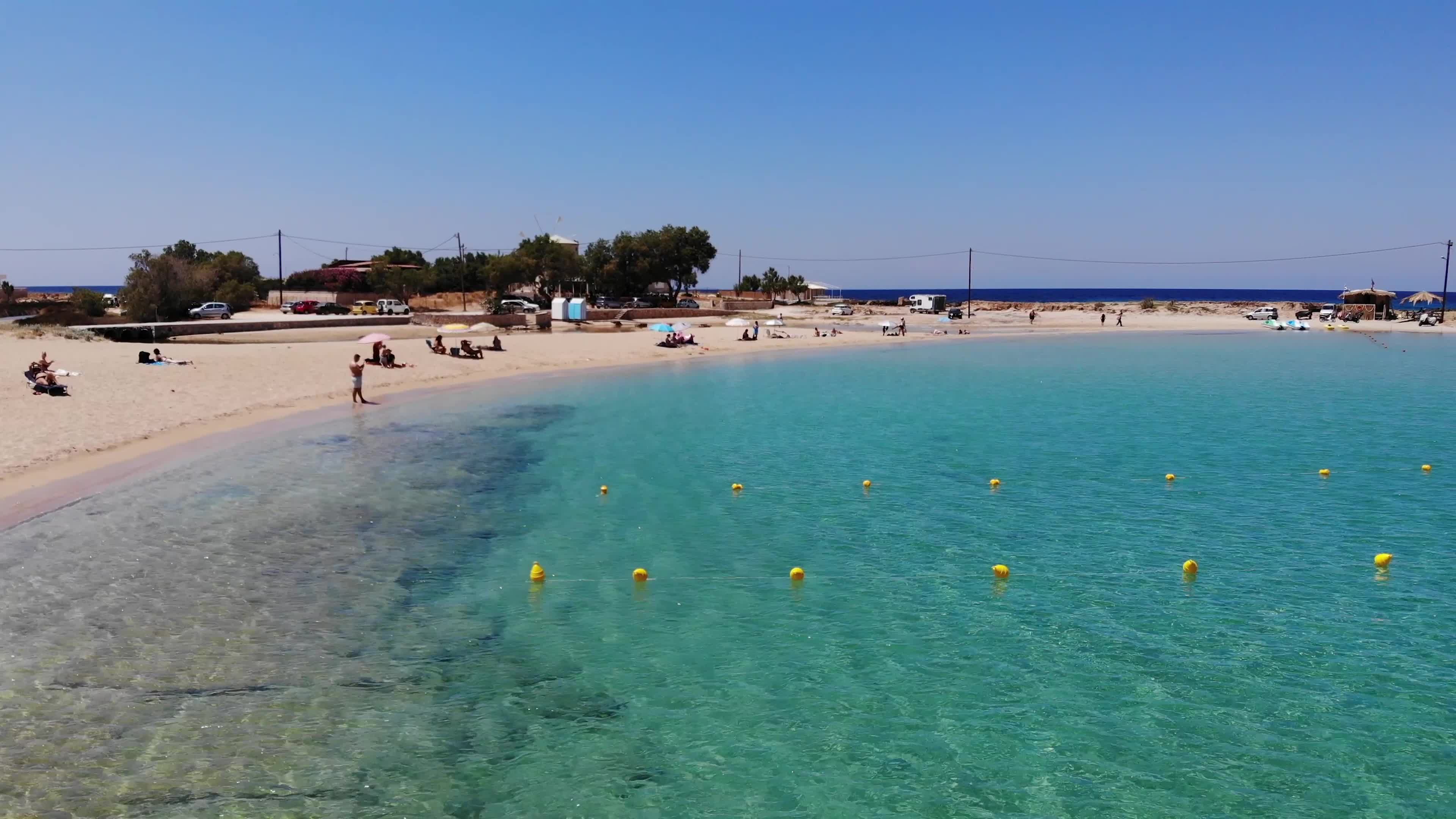 Stunning drone view of Stavros Beach In Crete Island
