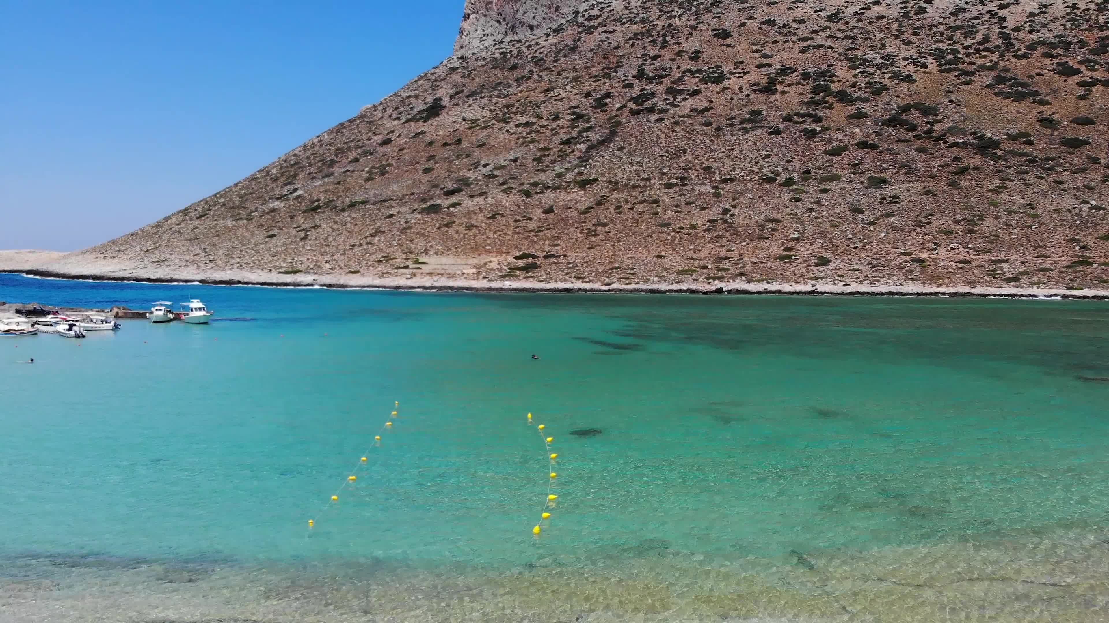 Stunning drone view of Stavros Beach In Crete Island