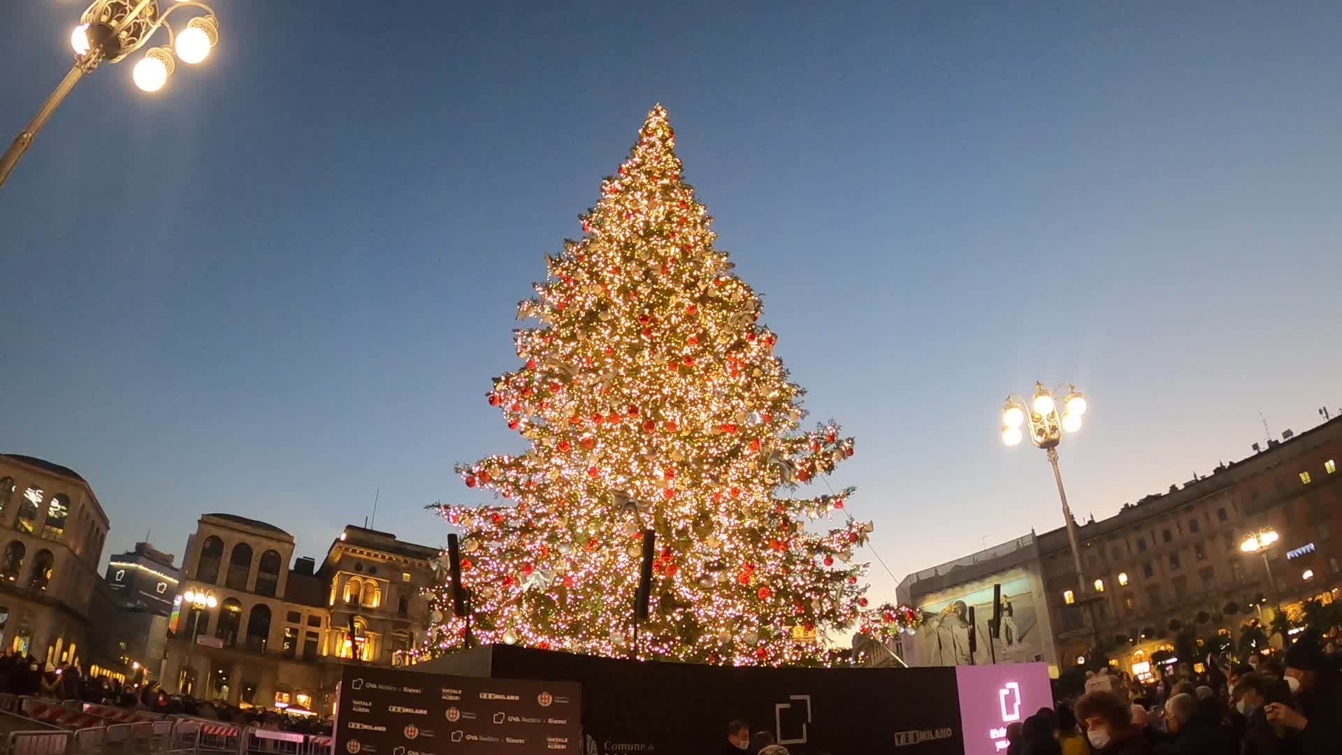 The inauguration of the Christmas tree in Piazza Duomo in Milan