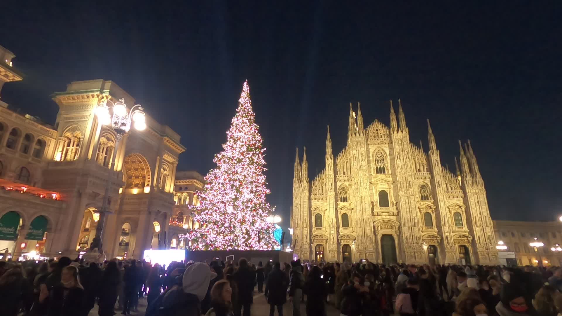 The inauguration of the Christmas tree in Piazza Duomo in Milan