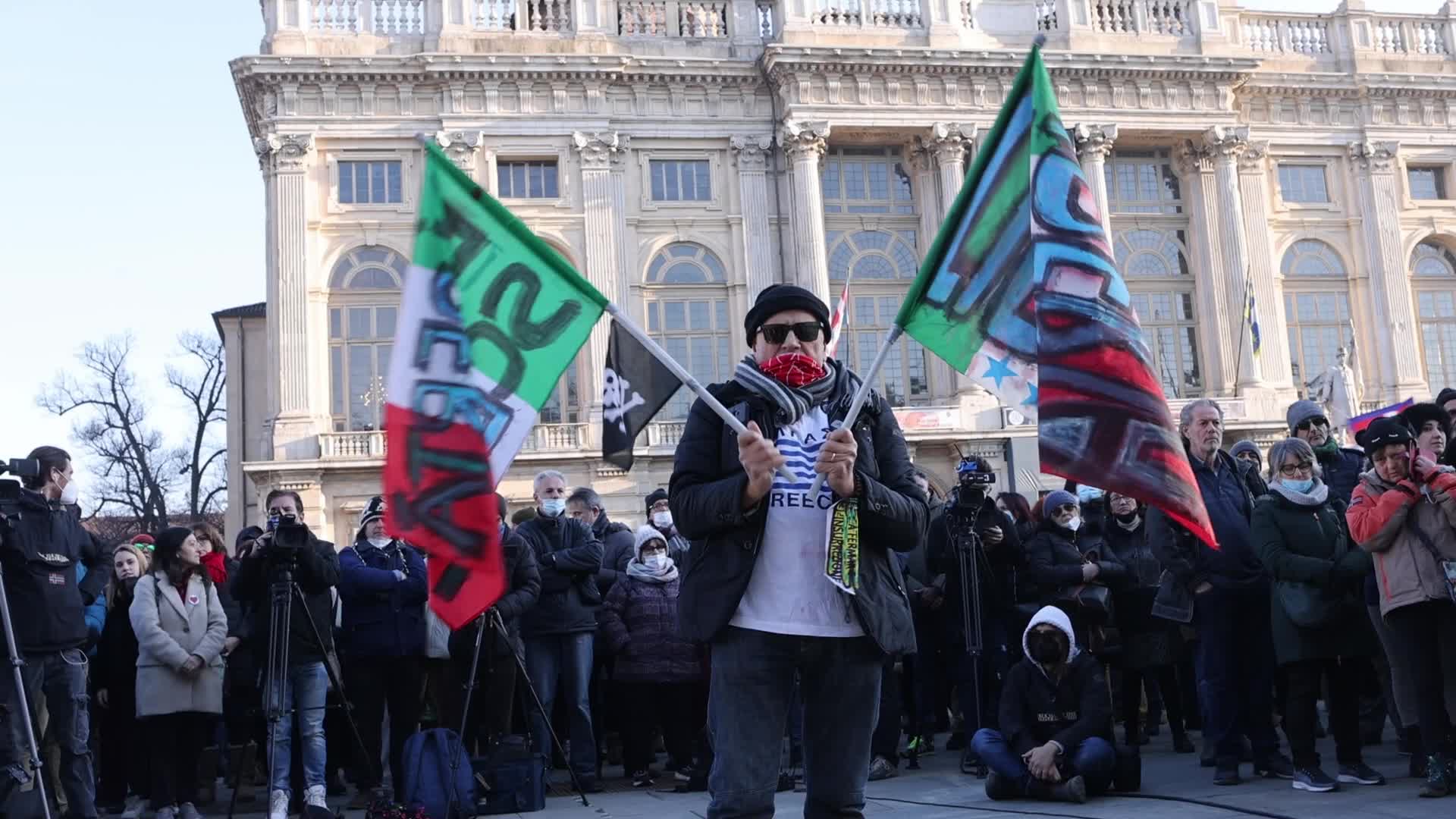 "No Green Pass" protest in Turin