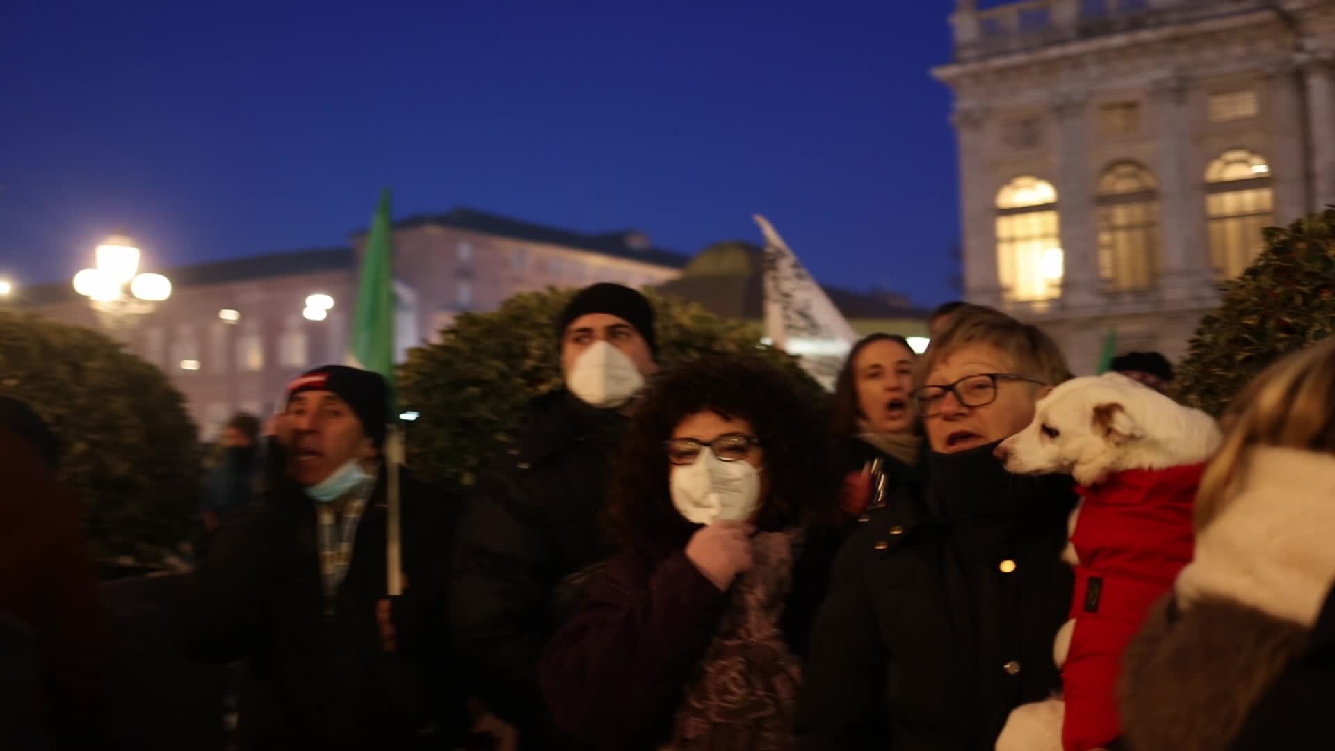 "No Green Pass" protest in Turin