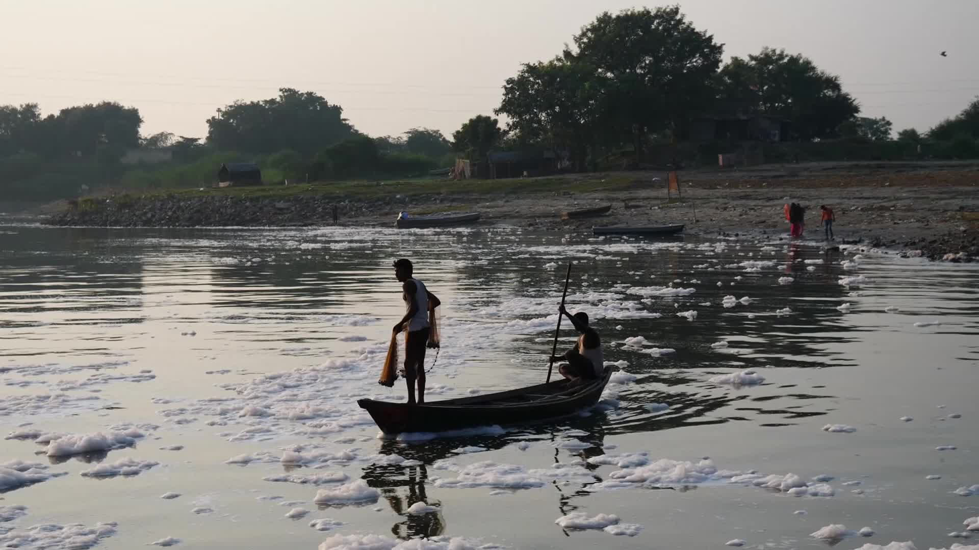 Polluted Yamuna river in New Delhi