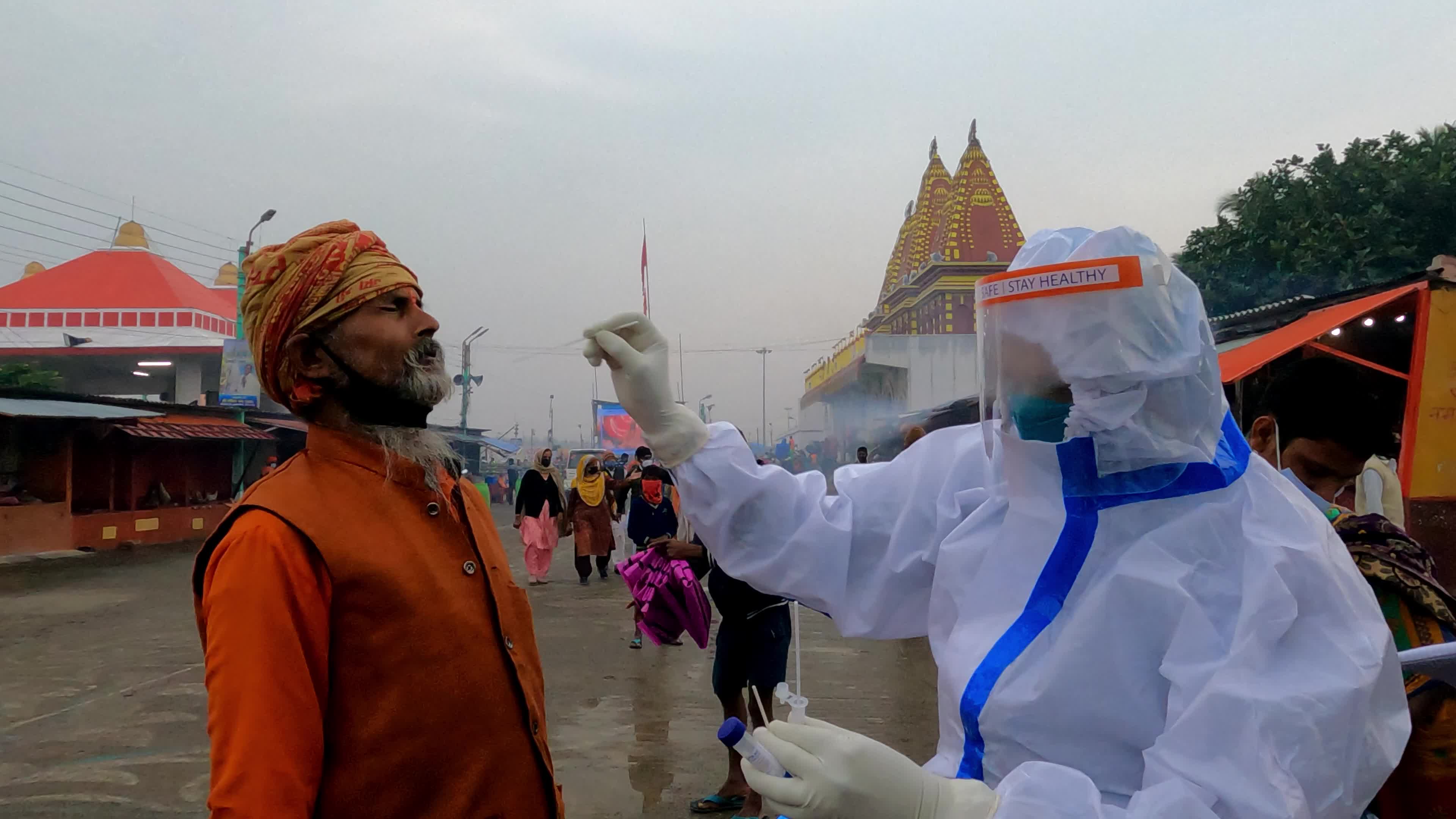 COVID-19 Swab  Test During the Gangasagar Mela Festival In India