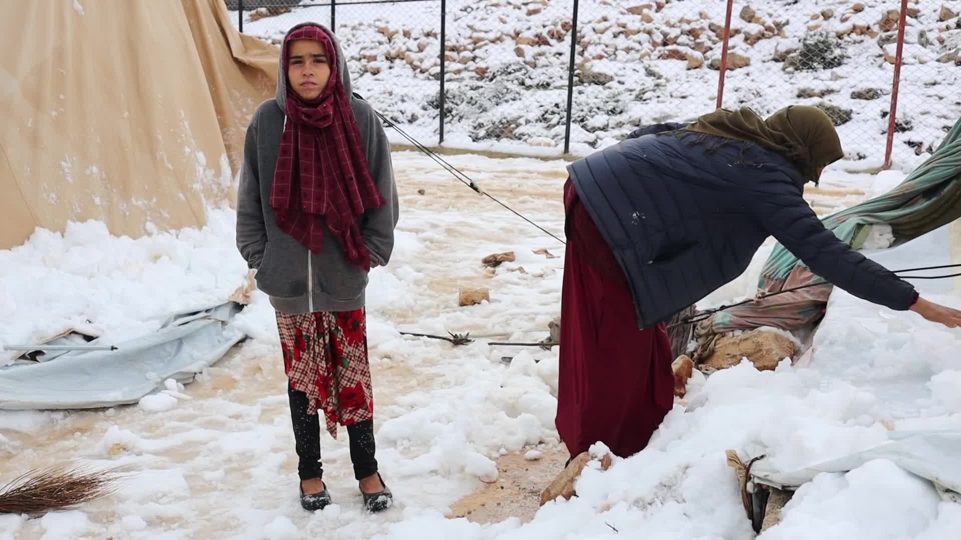 Snow storm hits refugee camps in northern Syria