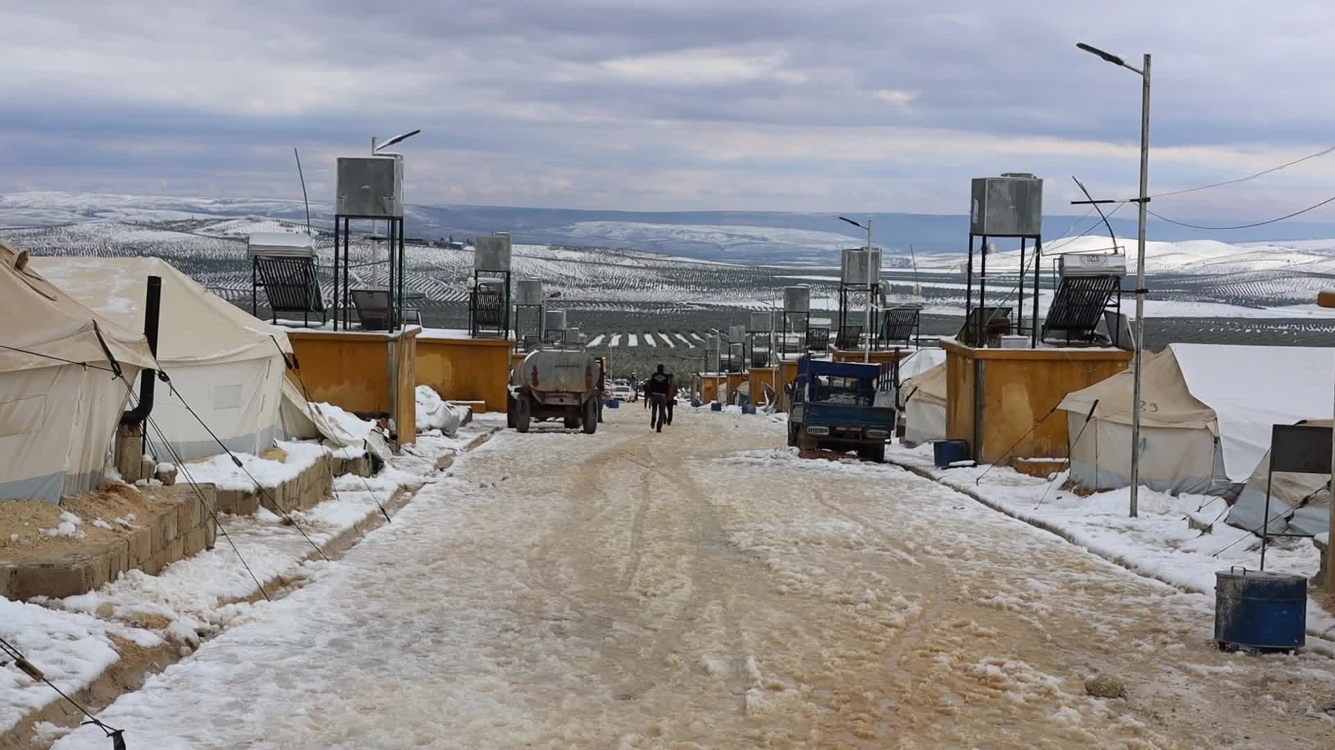 Snow storm hits refugee camps in northern Syria