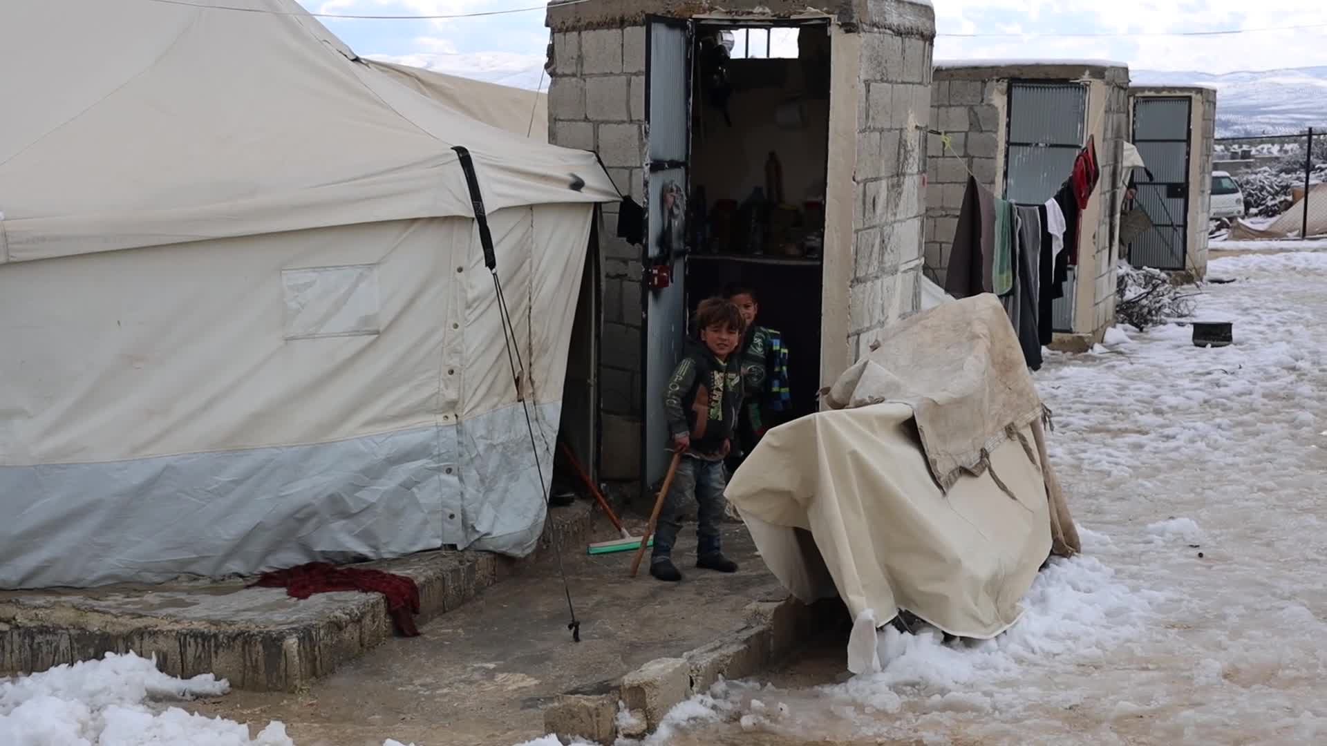 Snow storm hits refugee camps in northern Syria