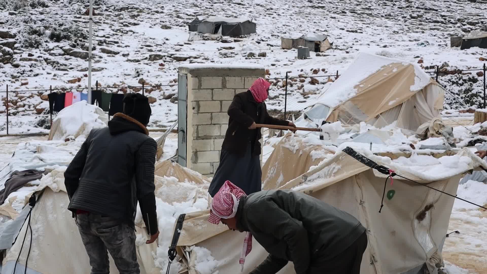 Snow storm hits refugee camps in northern Syria