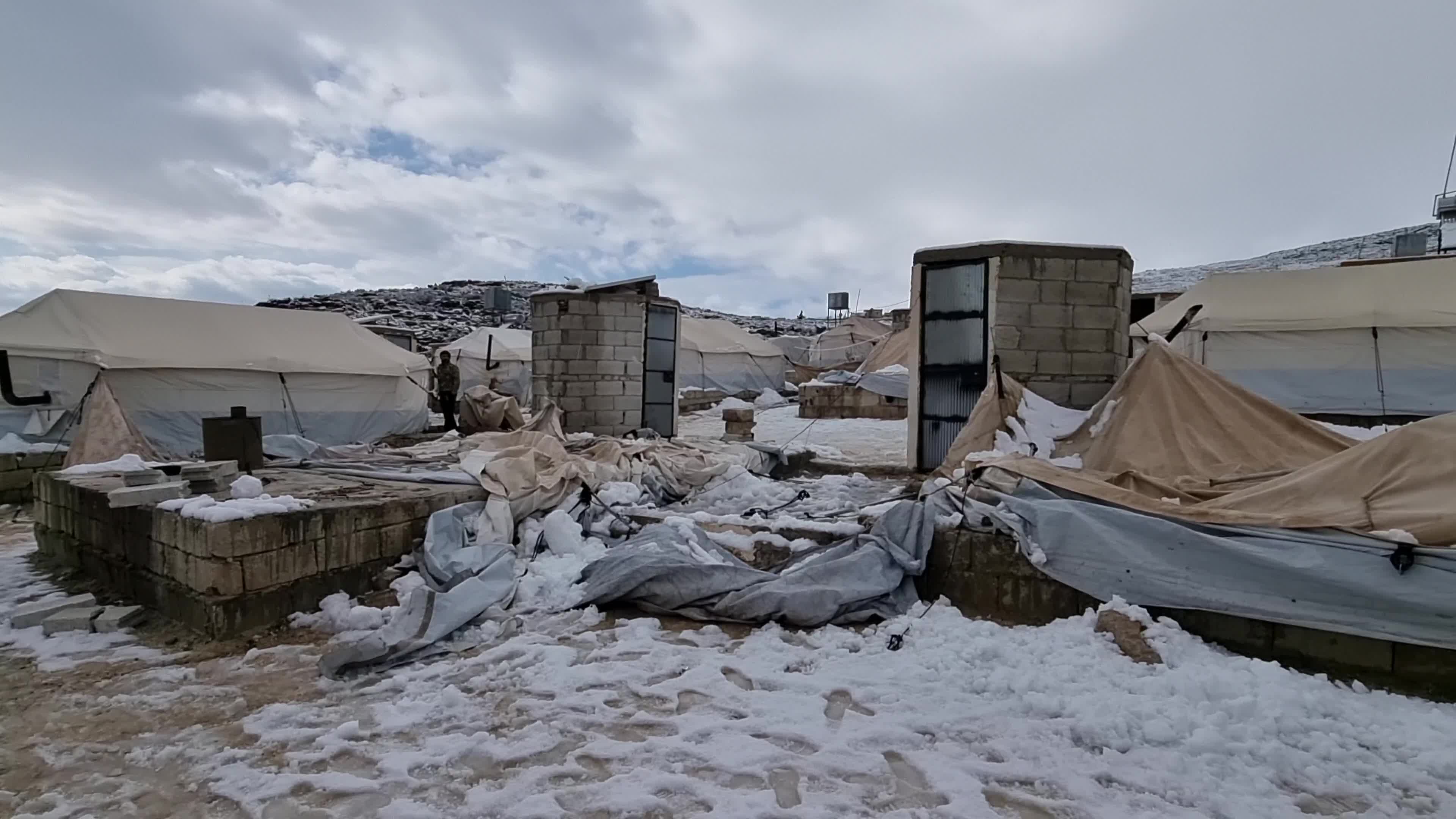 Snow storm hits refugee camps in northern Syria